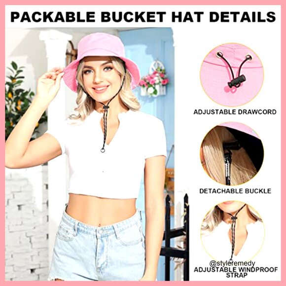 Waterproof Nylon Packable Bucket Hat UV Protection Adjustable main image 4